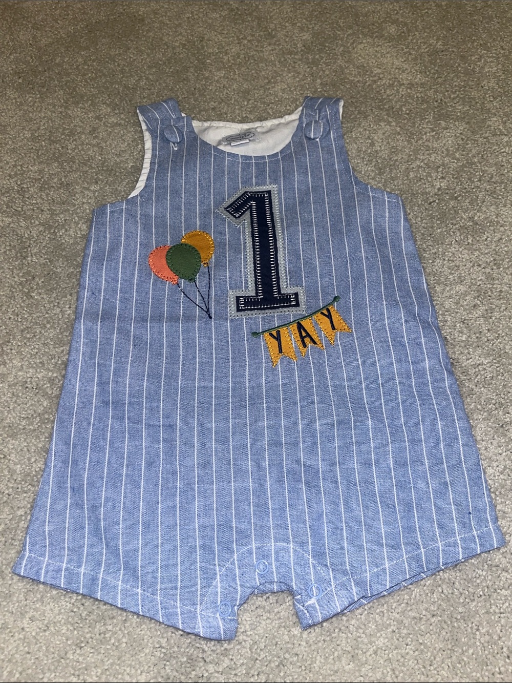 Mudpie 12-18M baby boy stripe Jon Jon one 1st birthday boy tank shorts